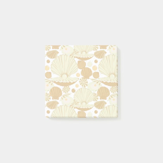 Beach Seashells Beige and White Post-it Notes (Front)
