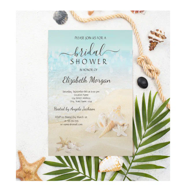 Beach Seashells Bridal Shower Invitation Zazzle