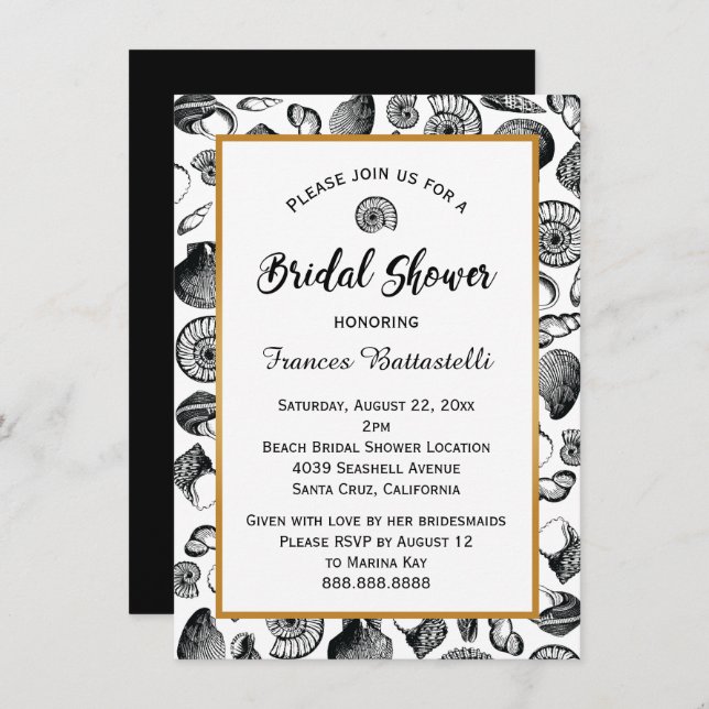 Beach Seashells Bridal Shower Invitation (Front/Back)