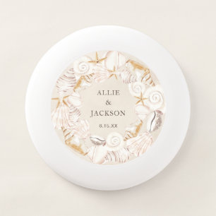 Beach Seashells Bride Groom Wedding Date Wham-O Frisbee