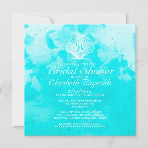 Beach Seashells Destination Bridal Shower Invites