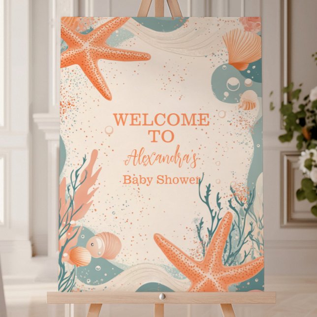 Beach Seashells Elegant Baby Shower Foam Board (Creator Uploaded)