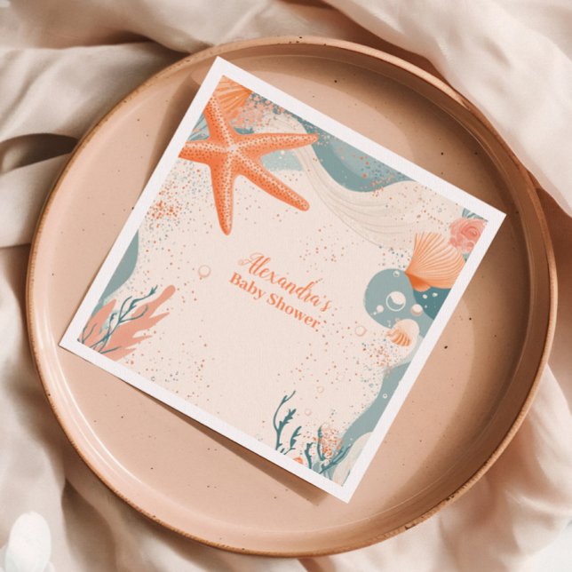Beach Seashells Elegant Baby Shower Napkins (Creator Uploaded)