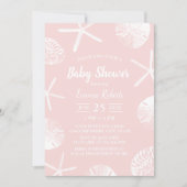 Beach Seashells Elegant Blush Pink Baby Shower Invitation (Front)