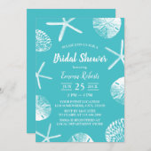 Beach Seashells Elegant Turquoise Bridal Shower Invitation (Front/Back)