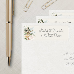 Beach Seashells Floral Address Label