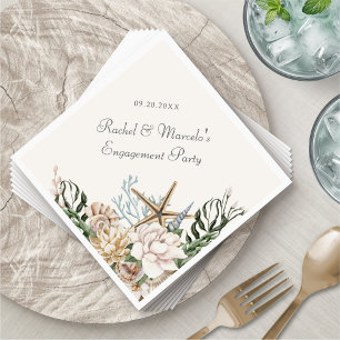 Beach Seashells Floral Palm Wedding Shower Party Napkins