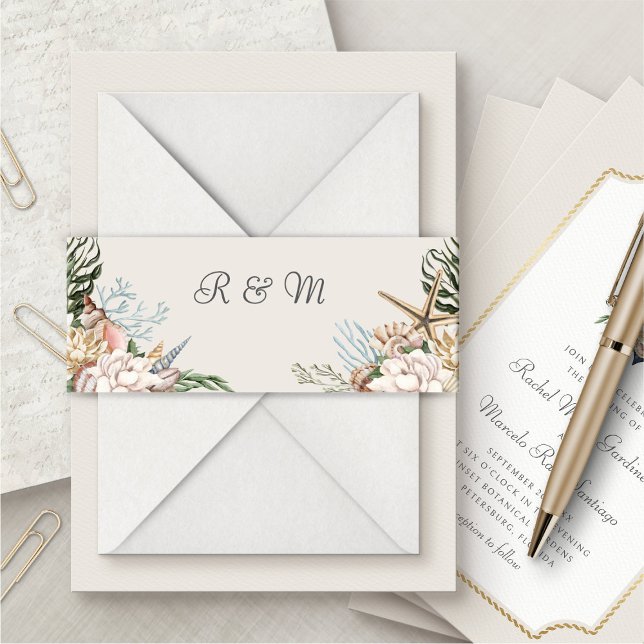 Beach Seashells Floral Wedding Belly Band (Creator Uploaded)