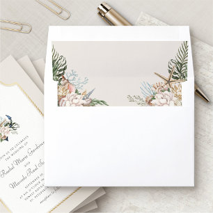 Beach Seashells Floral Wedding Envelope Liner