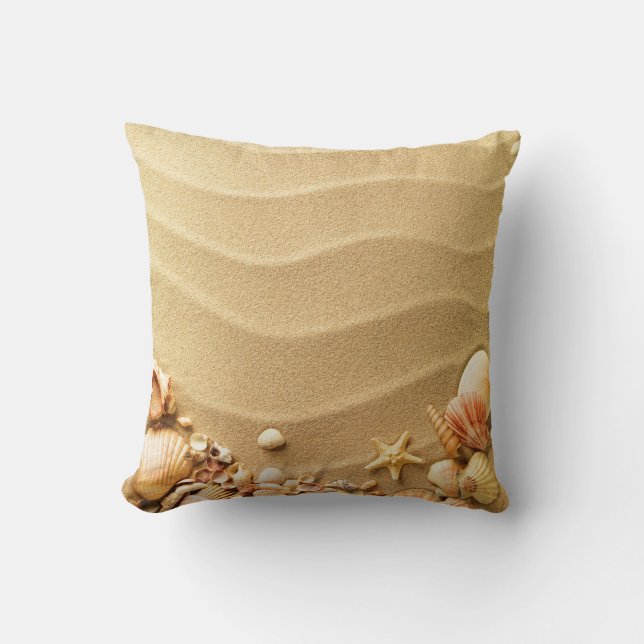 Beach Seashells Hawaii Sand Throw Couch Pillow (Front)