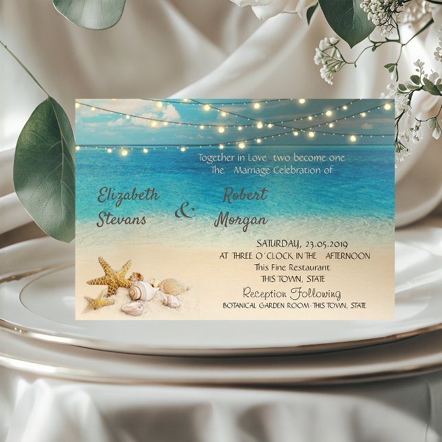Beach Seashells Lights  Wedding  Invitation (Creator Uploaded)
