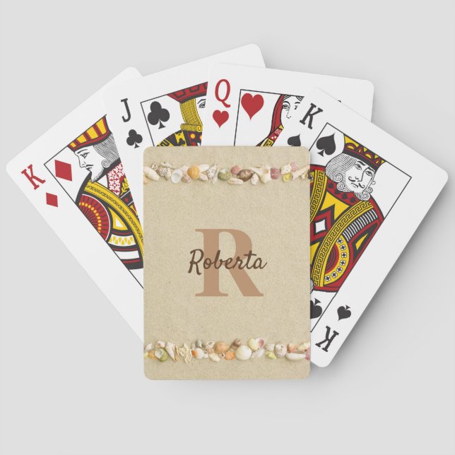 Beach Seashells Monogram  Poker Cards (Back)