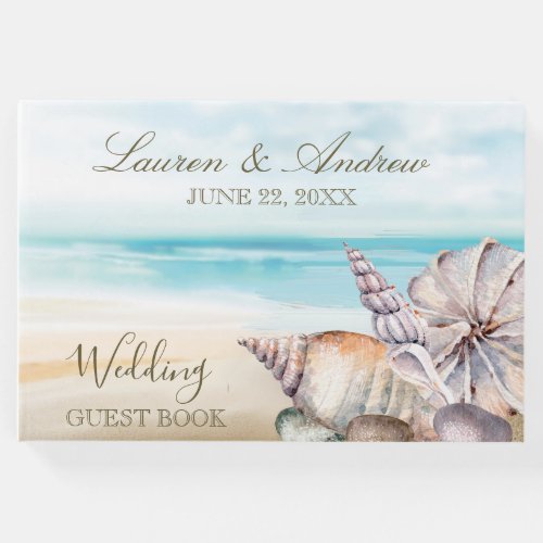 Beach Seashells  Nautical Tropical Wedding Guest Book