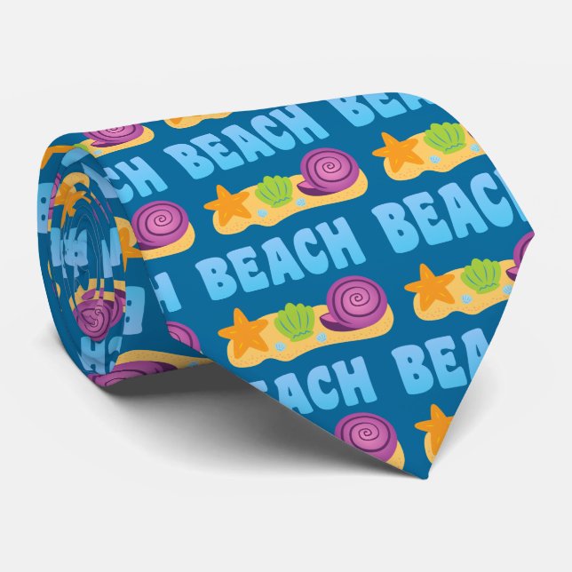 Beach Seashells Neck Tie (Rolled)