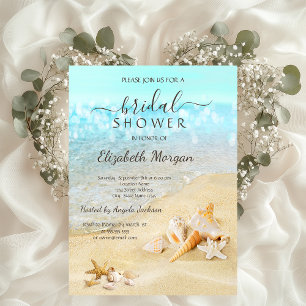 Beach Seashells Sand Bridal Shower Invitation