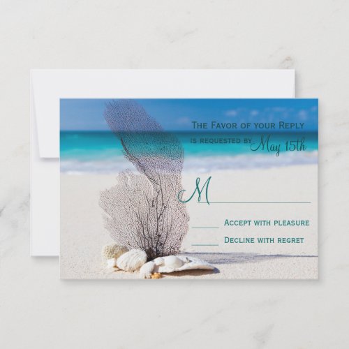 Beach Seashells Sand Destination Wedding RSVP