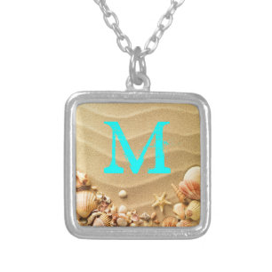 Beach Seashells Sand Hawaii Reso Monogram Necklace