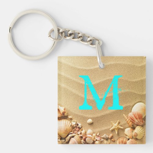 Beach Seashells Sand Hawaii Resort Key Chain