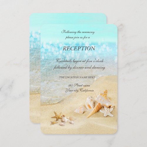 Beach Seashells Sand Reception Invitation