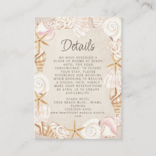 Beach Seashells Sand Seaside Wedding Details Enclosure Card