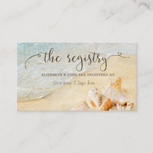 Beach Seashells Sand Wedding Registry Enclosure Card