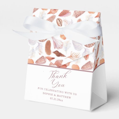 Beach Seashells Watercolor Coastal Chic Wedding Favor Boxes