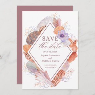 Beach Seashells Watercolor Coastal Chic Wedding Save The Date
