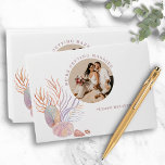 Beach Seashells Watercolor Coastal Photo Wedding Envelope<br><div class="desc">Beach Seashells Watercolor Coastal Photo Wedding Envelopes features your favorite photo and watercolor seashell arrangement on the front with a pretty seashell pattern on the inside with your personalized mailing address information on the reverse. Perfect for coastal and summer weddings. Personalize by editing the text in the text boxes. Designed...</div>