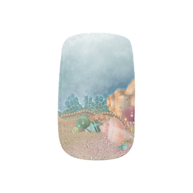 Beach Seashells Wedding Minx Nails Nail Wraps (Right Thumb)