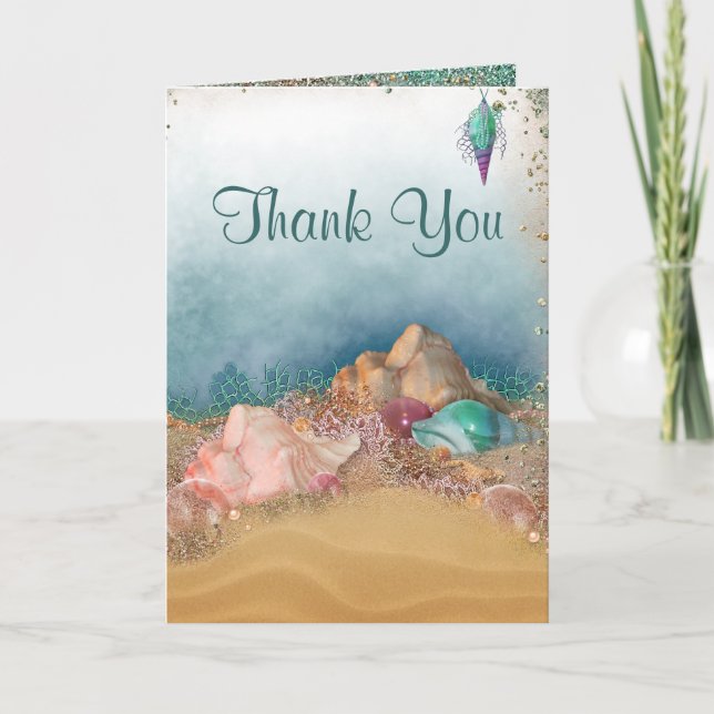 Beach Seashells Wedding Thank You (Front)