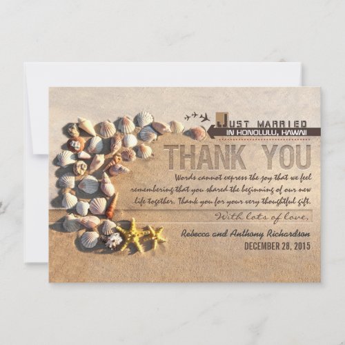beach seashells wedding thank you cards