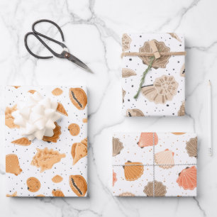 Beach Seashells Wrapping Paper Set of 3