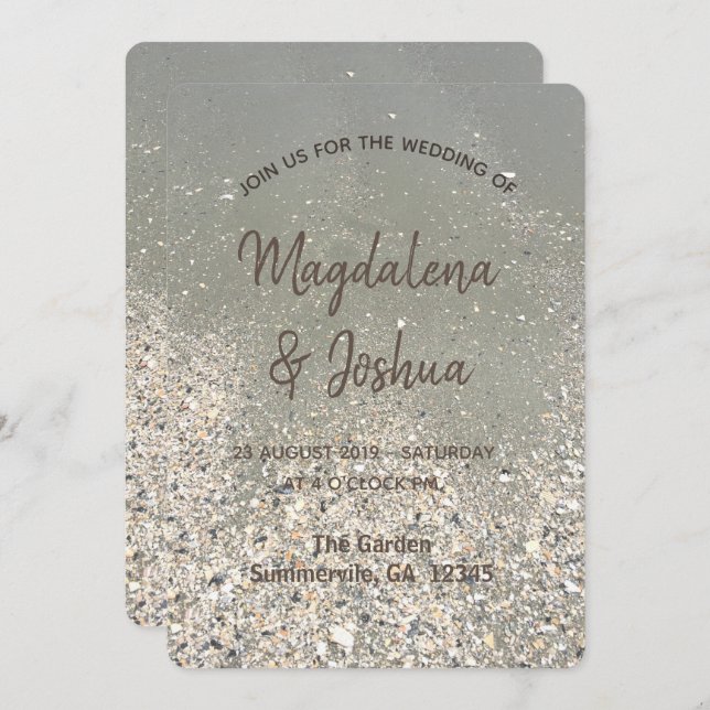 Beach seashore sand personalize invitation (Front/Back)