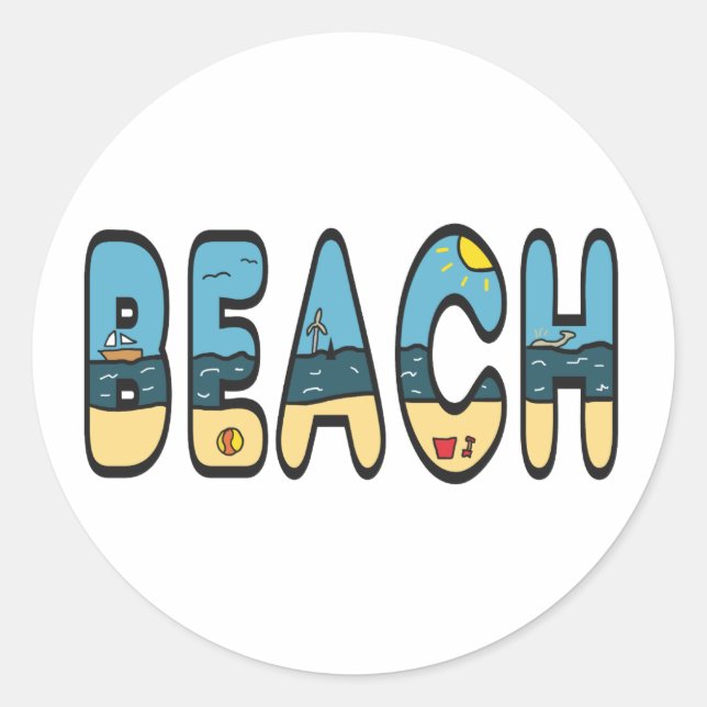 Beach Seaside Classic Round Sticker (Front)