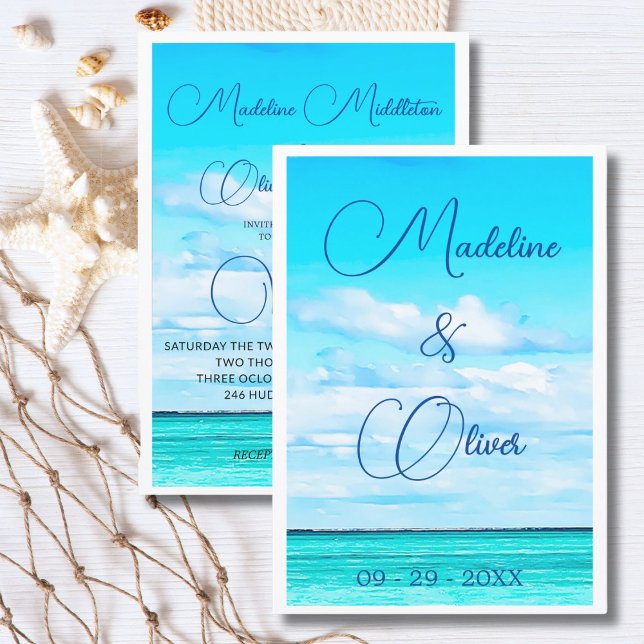 Beach Seaside Coastal Summer Destination Wedding Invitation (Creator Uploaded)