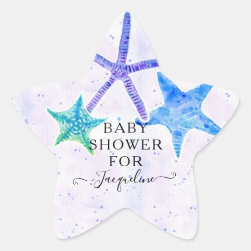 Beach Seaside Colorful Starfish Baby Girl Shower Star Sticker