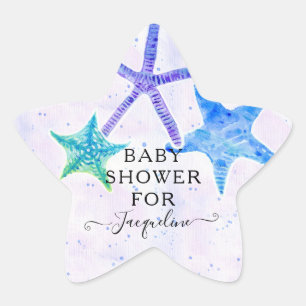 Beach Seaside Colorful Starfish Baby Girl Shower Star Sticker