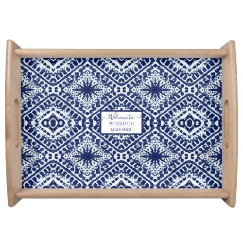 Beach Seaside Nautical Navy Blue Modern Pattern Serving Tray