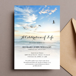 Beach Seaside Ocean Celebration of Life Funeral Invitation