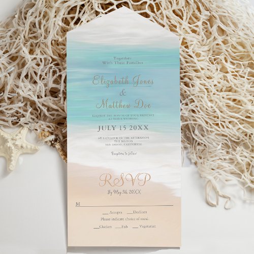 Beach SeasideOceanside Beach Wedding All In One Invitation