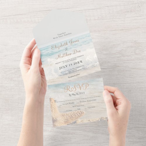 Beach SeasideOceanside Wedding All In One Invitation