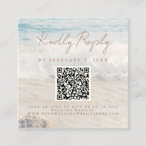 Beach SeasideOceanside Wedding Scan Code RSVP Enclosure Card