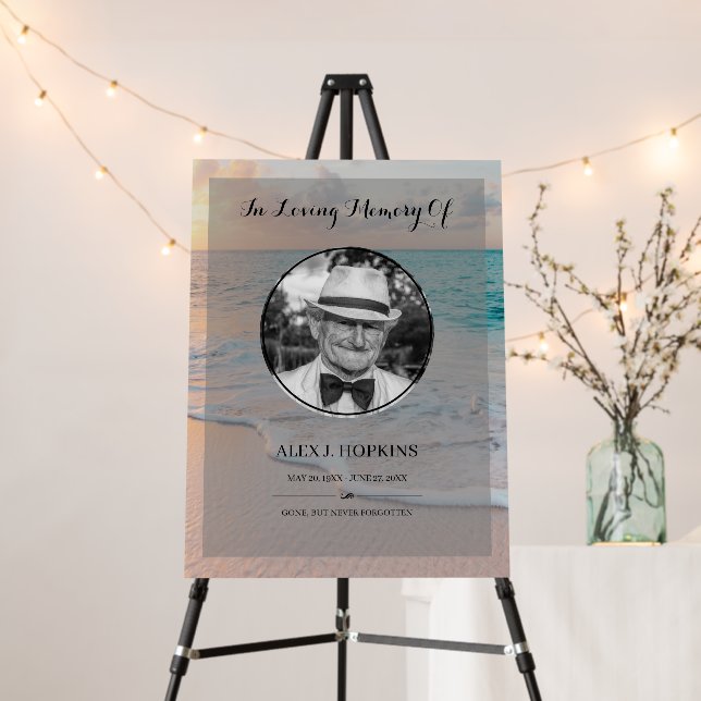 Beach Seaside Photo Funeral Memorial Sympathy Foam Board (In Situ (Stand))