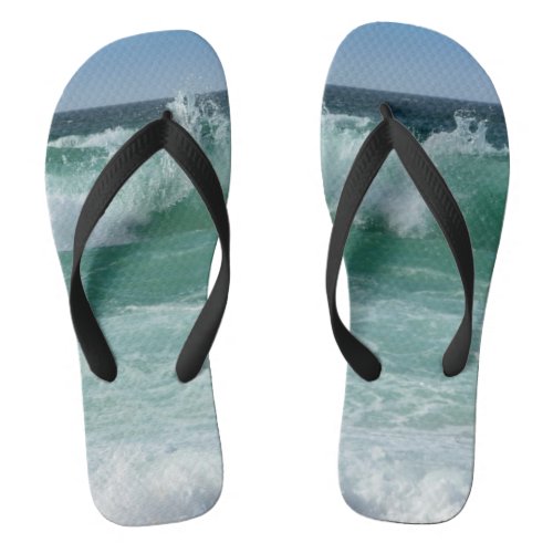 Beach Seaside Sea Waves Sand Trendy Template Flip Flops