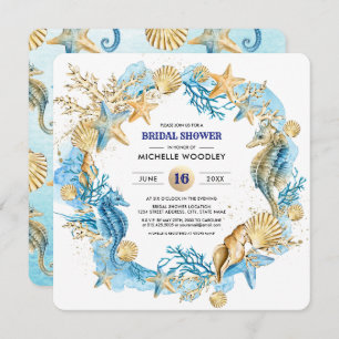 Beach Seaside Seashells Bridal Shower Invitation