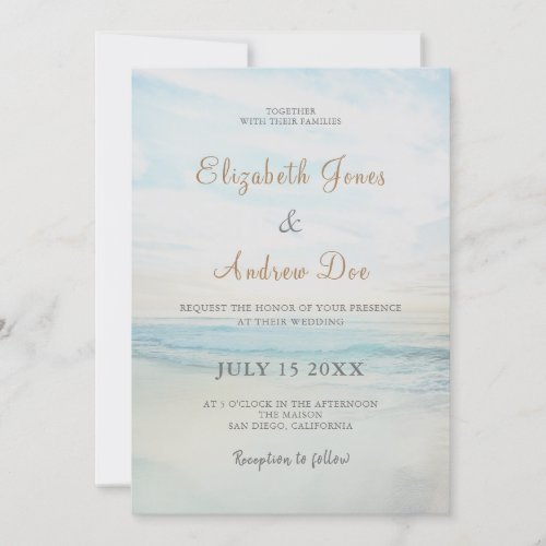 Beach Seaside Sunrise Wedding Invitation