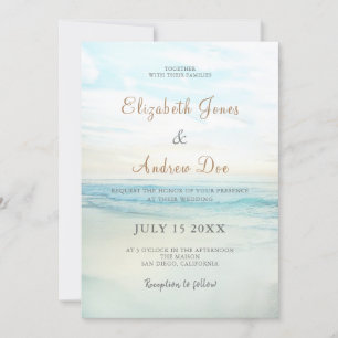 Beach Seaside Sunrise Wedding Invitation