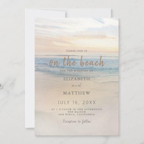 Beach Seaside Sunset Wedding Invitation