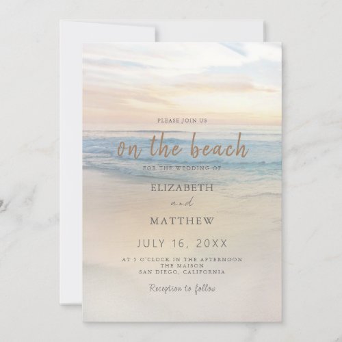 Beach Seaside Sunset Wedding Invitation