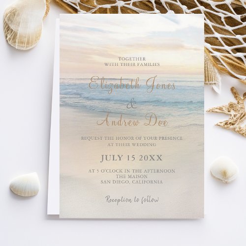 Beach Seaside Sunset Wedding Invitation